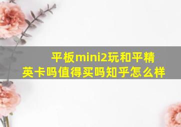 平板mini2玩和平精英卡吗值得买吗知乎怎么样