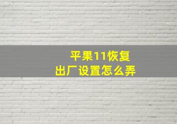 平果11恢复出厂设置怎么弄