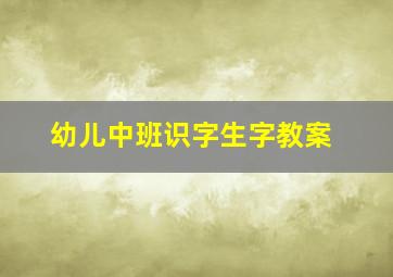 幼儿中班识字生字教案