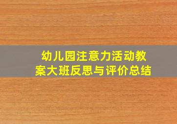 幼儿园注意力活动教案大班反思与评价总结