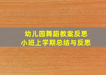 幼儿园舞蹈教案反思小班上学期总结与反思