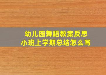 幼儿园舞蹈教案反思小班上学期总结怎么写