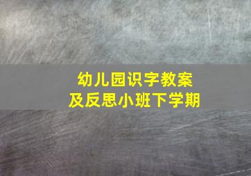 幼儿园识字教案及反思小班下学期