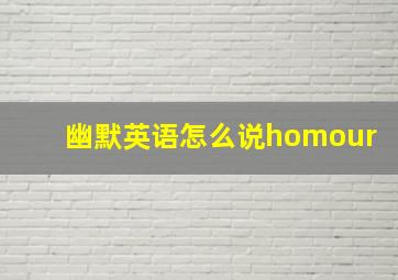 幽默英语怎么说homour