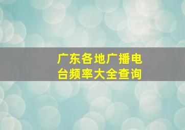 广东各地广播电台频率大全查询