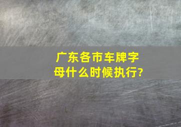 广东各市车牌字母什么时候执行?