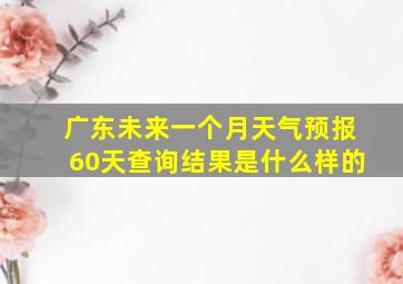 广东未来一个月天气预报60天查询结果是什么样的