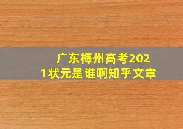 广东梅州高考2021状元是谁啊知乎文章