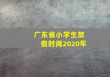 广东省小学生放假时间2020年