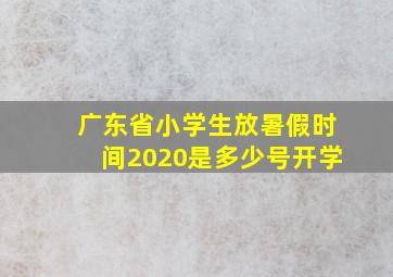 广东省小学生放暑假时间2020是多少号开学