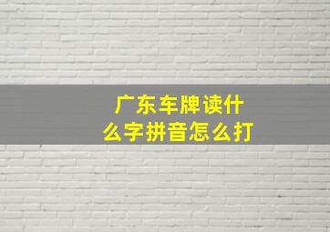 广东车牌读什么字拼音怎么打