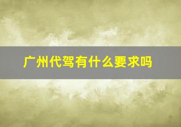 广州代驾有什么要求吗