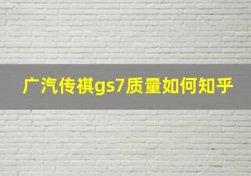 广汽传祺gs7质量如何知乎