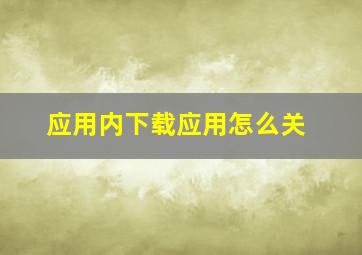 应用内下载应用怎么关