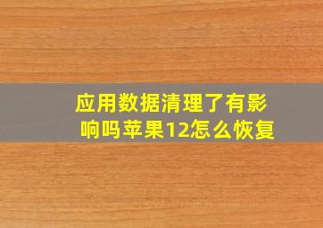 应用数据清理了有影响吗苹果12怎么恢复