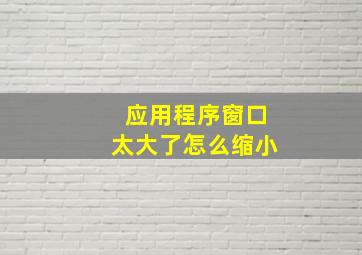 应用程序窗口太大了怎么缩小