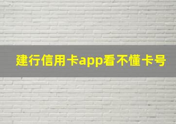 建行信用卡app看不懂卡号