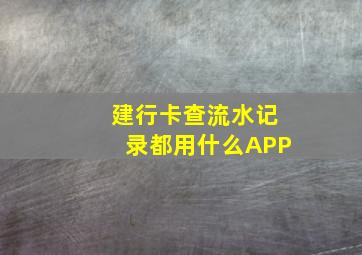 建行卡查流水记录都用什么APP