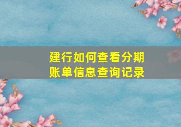 建行如何查看分期账单信息查询记录