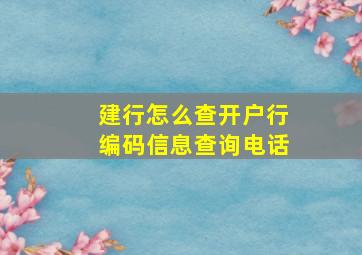 建行怎么查开户行编码信息查询电话