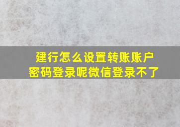 建行怎么设置转账账户密码登录呢微信登录不了