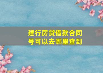 建行房贷借款合同号可以去哪里查到