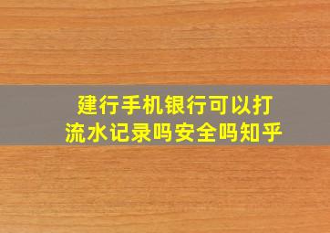 建行手机银行可以打流水记录吗安全吗知乎