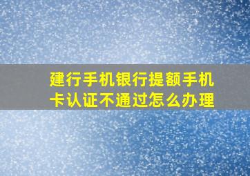 建行手机银行提额手机卡认证不通过怎么办理