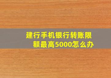 建行手机银行转账限额最高5000怎么办