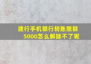 建行手机银行转账限额5000怎么解除不了呢