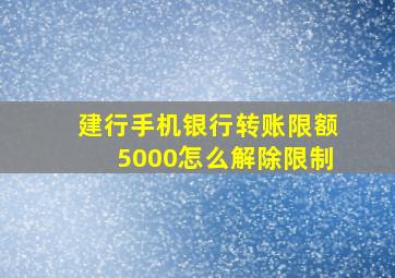 建行手机银行转账限额5000怎么解除限制