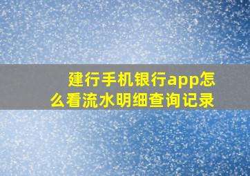 建行手机银行app怎么看流水明细查询记录