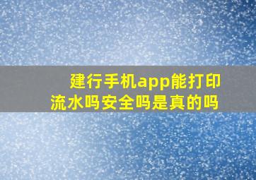 建行手机app能打印流水吗安全吗是真的吗