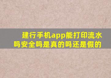 建行手机app能打印流水吗安全吗是真的吗还是假的