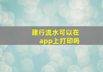 建行流水可以在app上打印吗