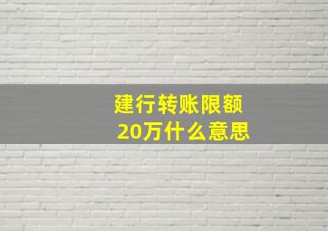 建行转账限额20万什么意思