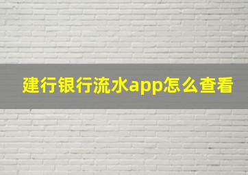 建行银行流水app怎么查看