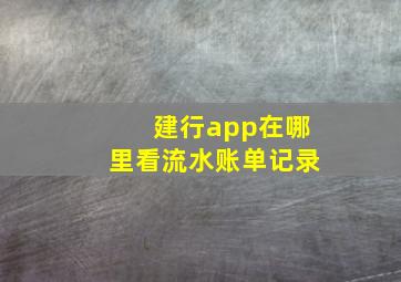 建行app在哪里看流水账单记录