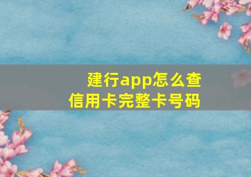 建行app怎么查信用卡完整卡号码