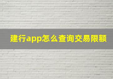 建行app怎么查询交易限额