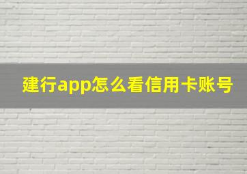 建行app怎么看信用卡账号