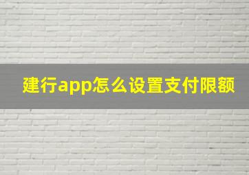 建行app怎么设置支付限额