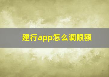 建行app怎么调限额