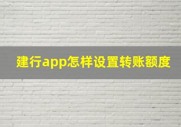 建行app怎样设置转账额度