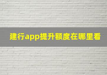 建行app提升额度在哪里看