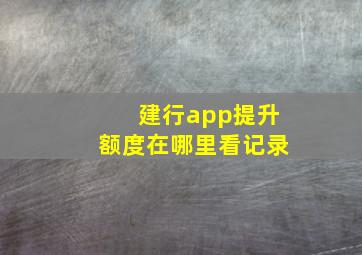 建行app提升额度在哪里看记录