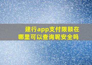 建行app支付限额在哪里可以查询呢安全吗