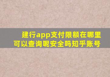 建行app支付限额在哪里可以查询呢安全吗知乎账号