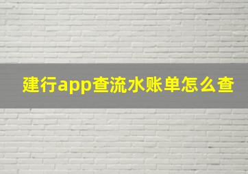 建行app查流水账单怎么查