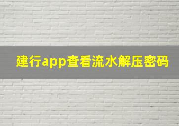 建行app查看流水解压密码